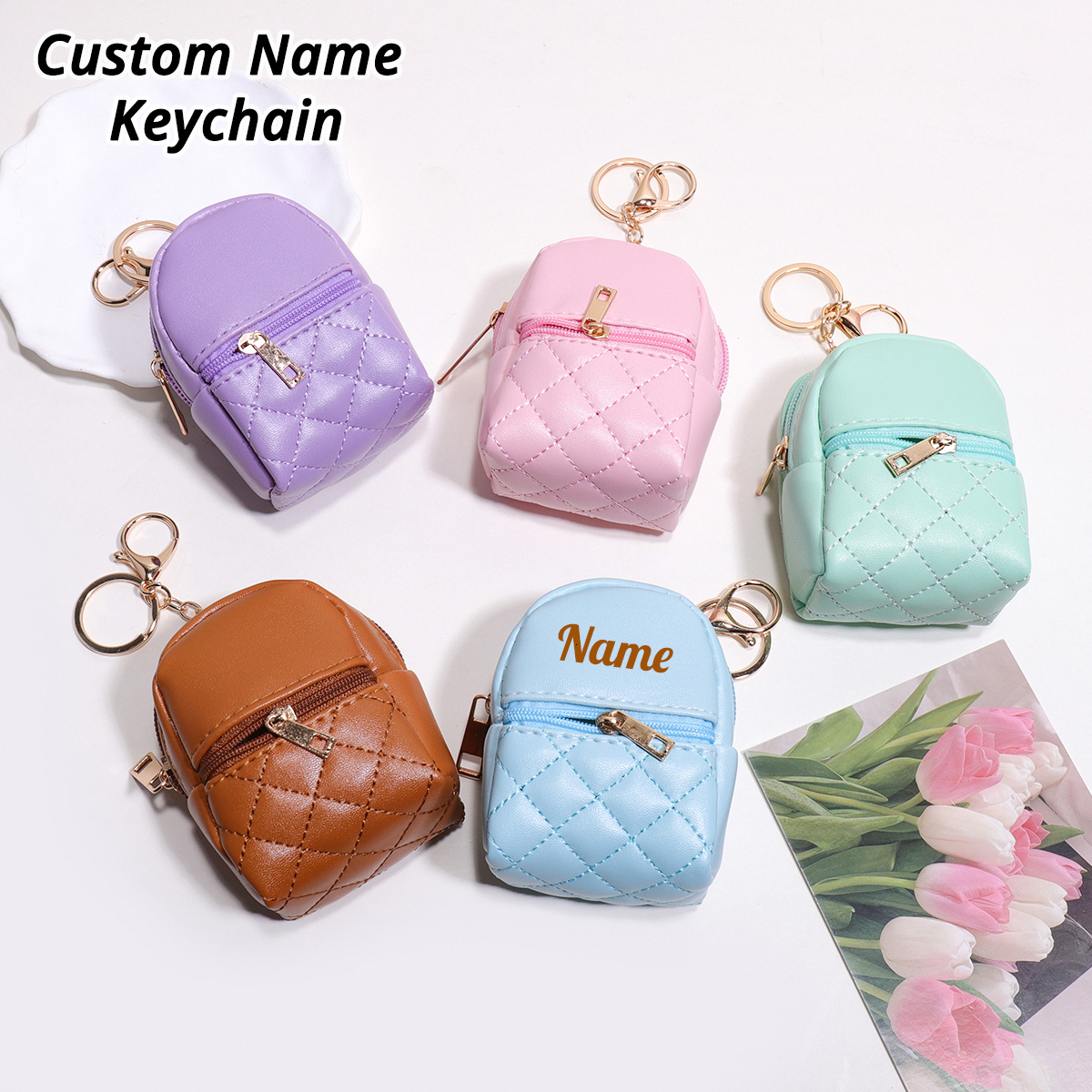 Personalized Engraved Gift - محفظة نقود صغيرة مخصصة مع سلسلة